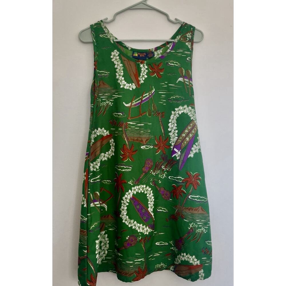 ROUNDY BAY Hawaiian Polynesian Dress Sleeveless Tropical Resort Coastal Size M